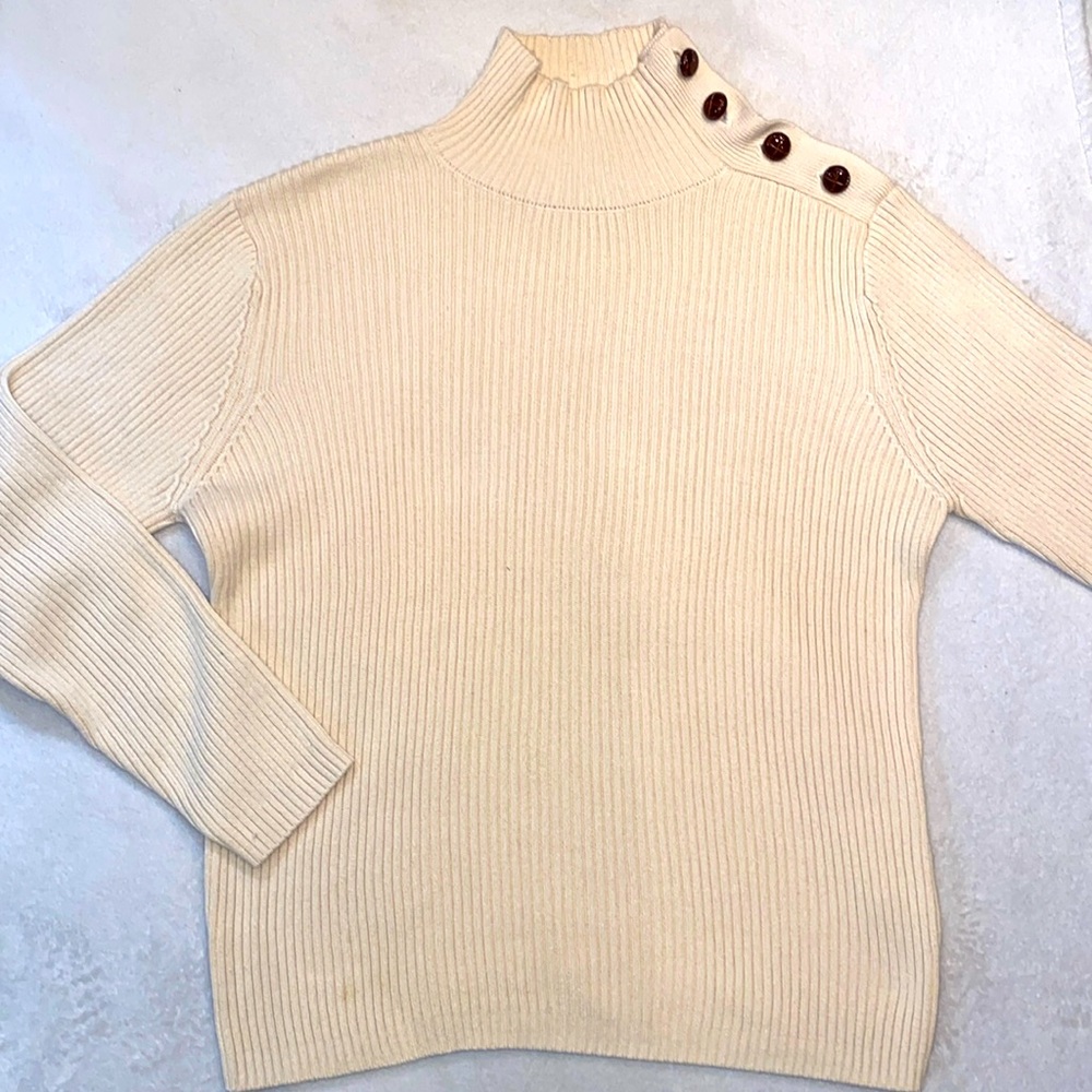 J. Peterman Cream Turtleneck Sweater
